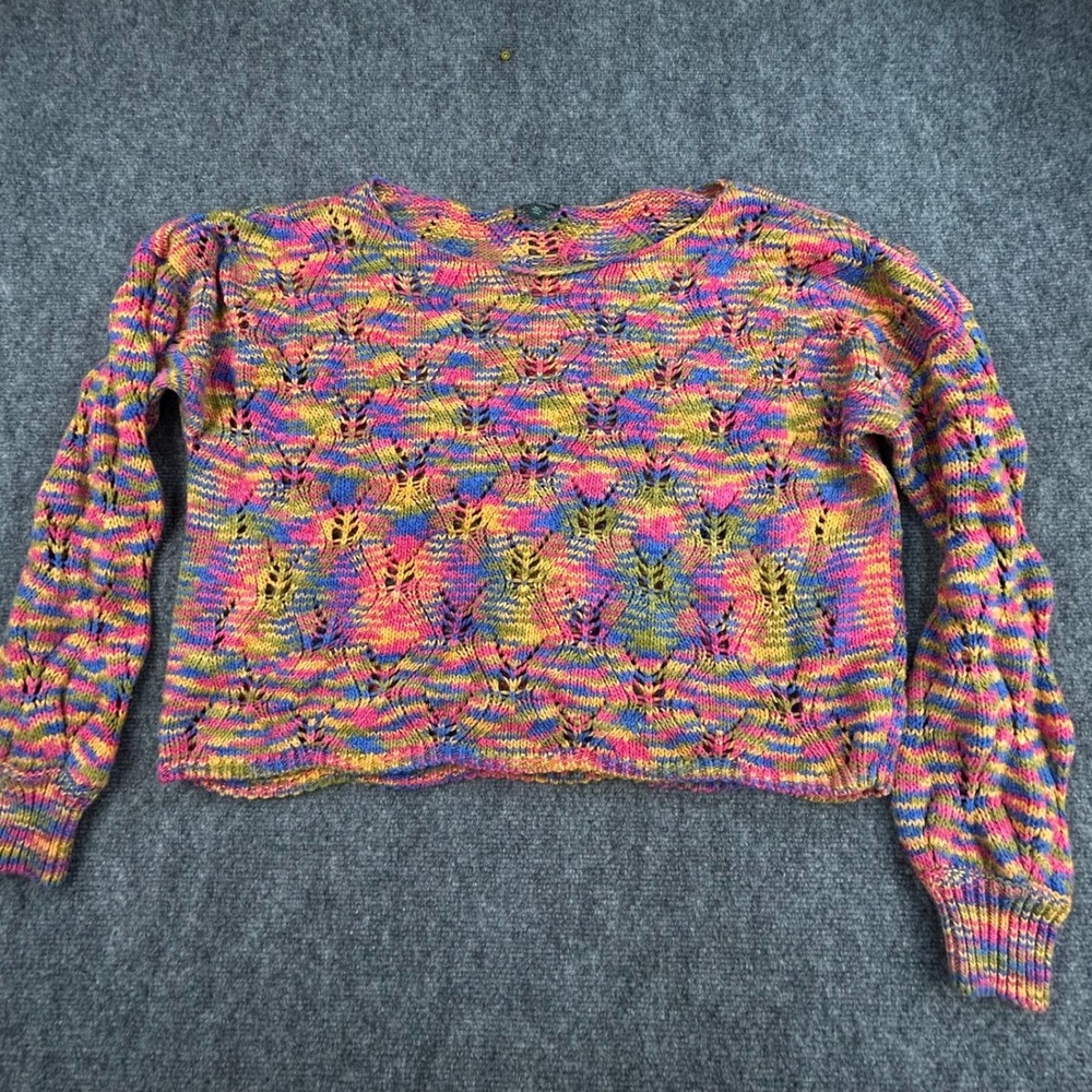 Wild Fable XXL Multicolor Space Dye Open Knit Cropped Sweater Pullover